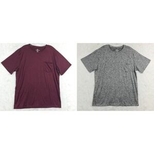 Real Essentials Mens T-Shirt 2 Pack Set Short Sleeve‎ Tee Gray Red Heather XL